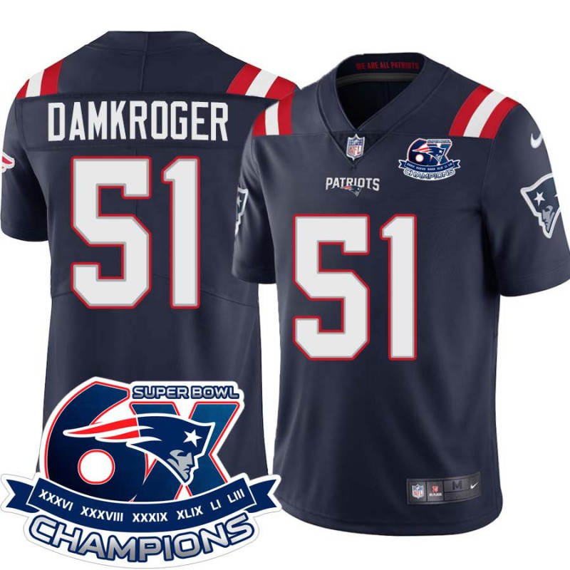 Patriots #51 Maury Damkroger 6X Super Bowl Champions Jersey -Navy