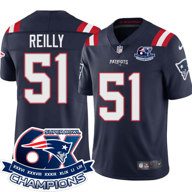 Patriots #51 Trevor Reilly 6X Super Bowl Champions Jersey -Navy