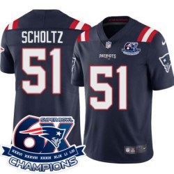 Patriots #51 Bruce Scholtz 6X Super Bowl Champions Jersey -Navy