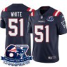 Patriots #51 David White 6X Super Bowl Champions Jersey -Navy