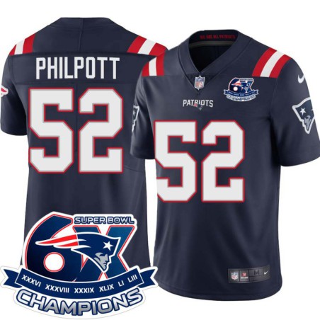 Patriots #52 Ed Philpott 6X Super Bowl Champions Jersey -Navy