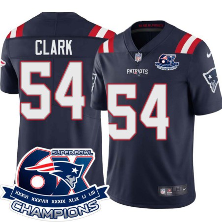 Patriots #54 Gail Clark 6X Super Bowl Champions Jersey -Navy