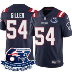 Patriots #54 John Gillen 6X Super Bowl Champions Jersey -Navy