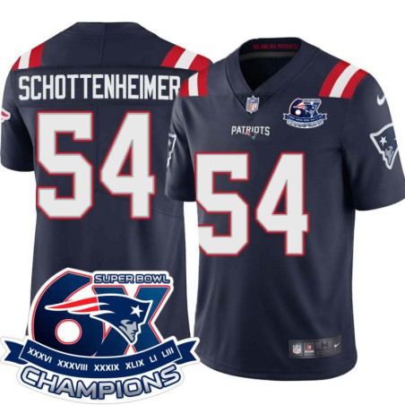 Patriots #54 Marty Schottenheimer 6X Super Bowl Champions Jersey -Navy