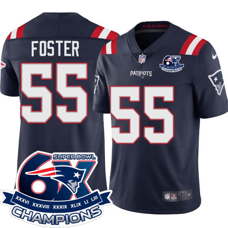 Patriots #55 Will Foster 6X Super Bowl Champions Jersey -Navy