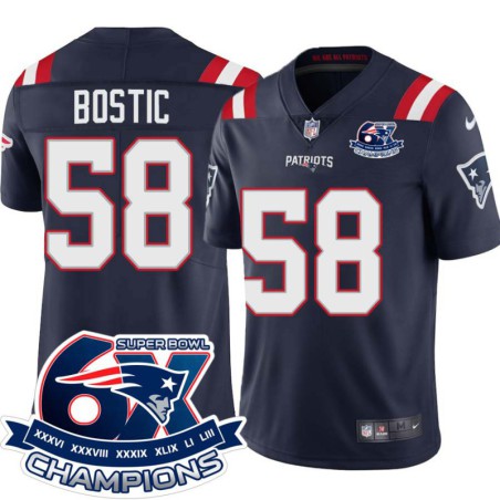 Patriots #58 Jonathan Bostic 6X Super Bowl Champions Jersey -Navy