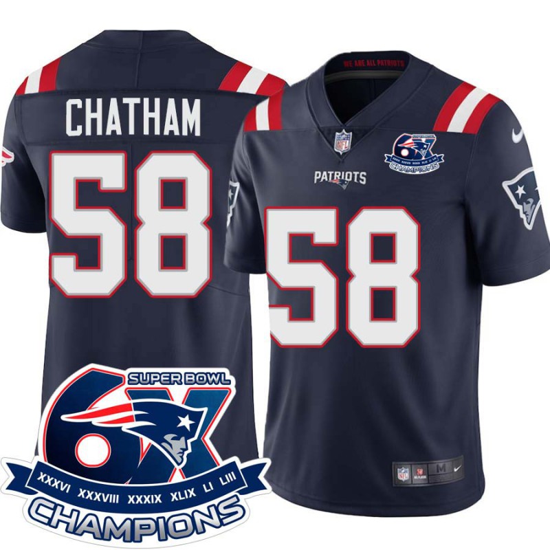 Patriots #58 Matt Chatham 6X Super Bowl Champions Jersey -Navy