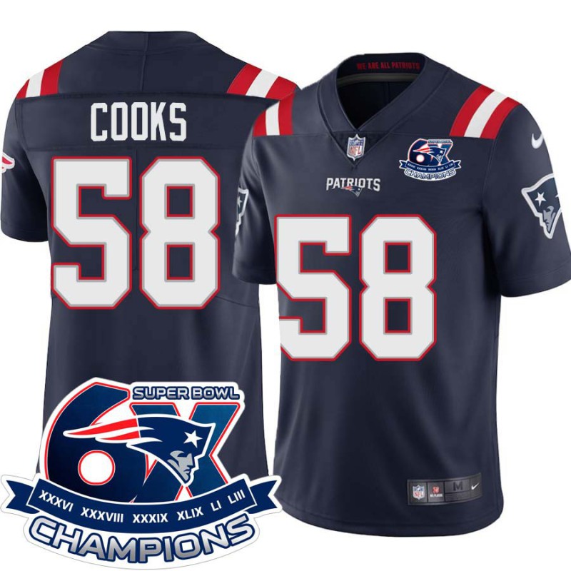 Patriots #58 Terrence Cooks 6X Super Bowl Champions Jersey -Navy