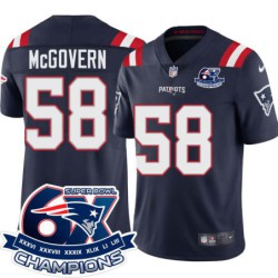 Patriots #58 Rob McGovern 6X Super Bowl Champions Jersey -Navy