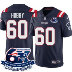 Patriots #60 Marion Hobby 6X Super Bowl Champions Jersey -Navy