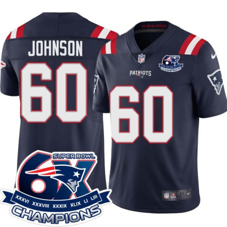 Patriots #60 Garrett Johnson 6X Super Bowl Champions Jersey -Navy