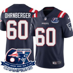 Patriots #60 Rich Ohrnberger 6X Super Bowl Champions Jersey -Navy
