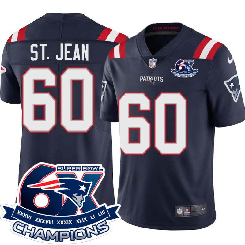 Patriots #60 Len St. Jean 6X Super Bowl Champions Jersey -Navy