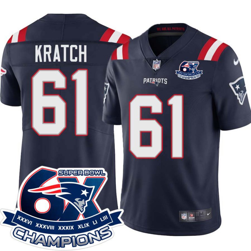 Patriots #61 Bob Kratch 6X Super Bowl Champions Jersey -Navy