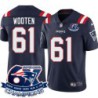 Patriots #61 Ron Wooten 6X Super Bowl Champions Jersey -Navy