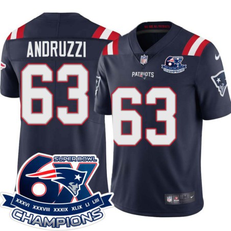 Patriots #63 Joe Andruzzi 6X Super Bowl Champions Jersey -Navy