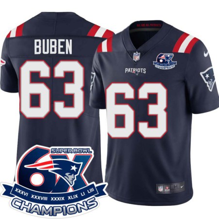 Patriots #63 Mark Buben 6X Super Bowl Champions Jersey -Navy