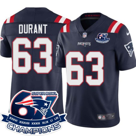 Patriots #63 Yasir Durant 6X Super Bowl Champions Jersey -Navy