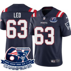 Patriots #63 Charley Leo 6X Super Bowl Champions Jersey -Navy