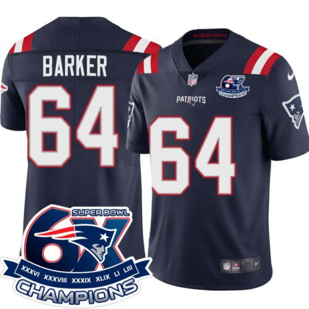 Patriots #64 Chris Barker 6X Super Bowl Champions Jersey -Navy