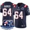 Patriots #64 Chris Barker 6X Super Bowl Champions Jersey -Navy