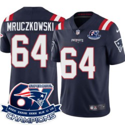 Patriots #64 Gene Mruczkowski 6X Super Bowl Champions Jersey -Navy