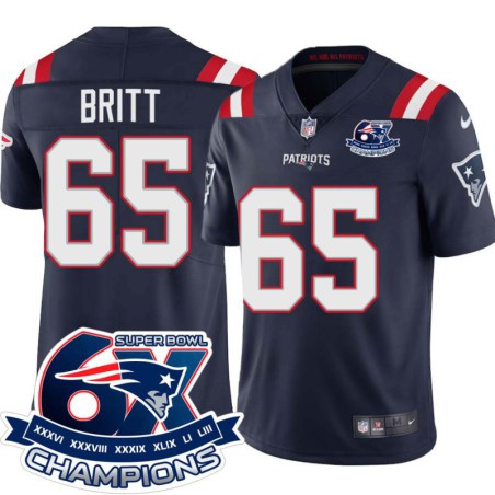 Patriots #65 Wesley Britt 6X Super Bowl Champions Jersey -Navy