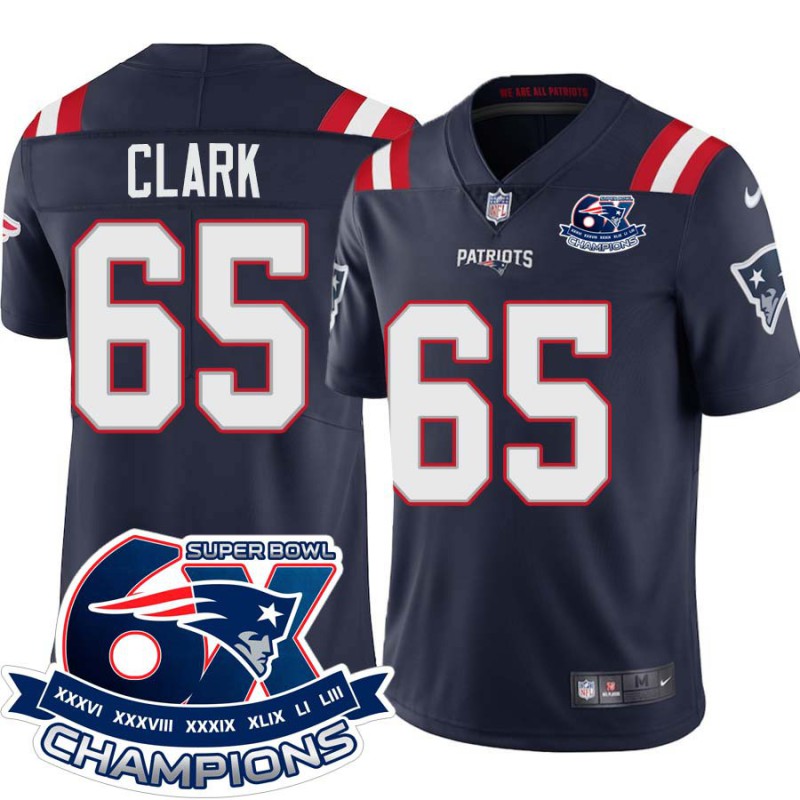 Patriots #65 Steve Clark 6X Super Bowl Champions Jersey -Navy