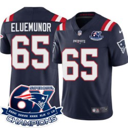 Patriots #65 Jermaine Eluemunor 6X Super Bowl Champions Jersey -Navy