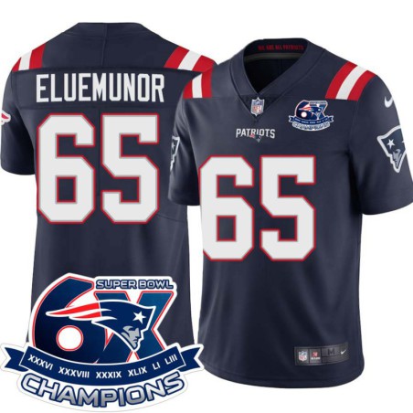 Patriots #65 Jermaine Eluemunor 6X Super Bowl Champions Jersey -Navy