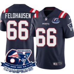 Patriots #66 Paul Feldhausen 6X Super Bowl Champions Jersey -Navy