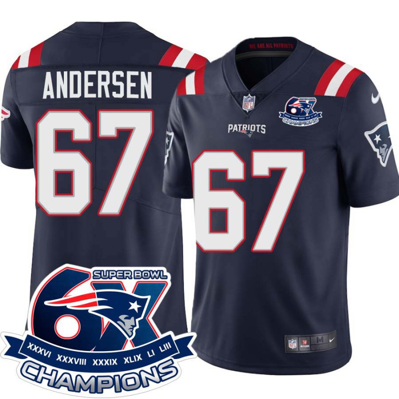 Patriots #67 Jason Andersen 6X Super Bowl Champions Jersey -Navy