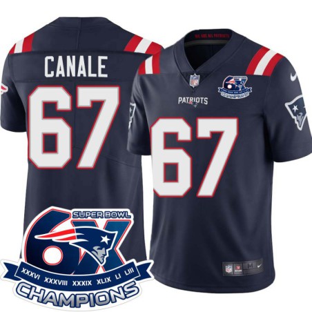 Patriots #67 Whit Canale 6X Super Bowl Champions Jersey -Navy