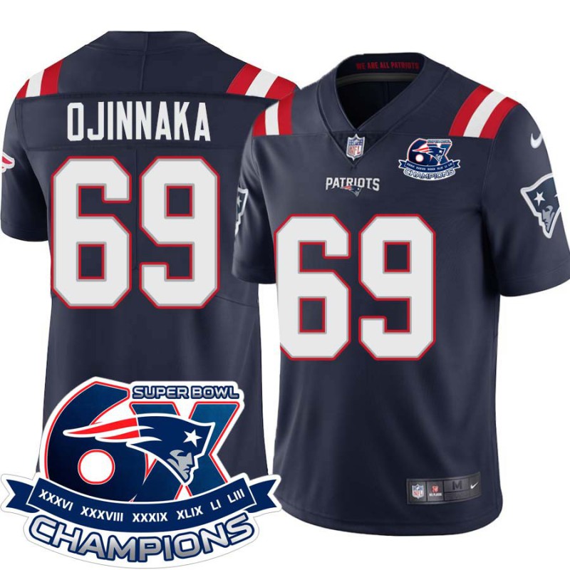 Patriots #69 Quinn Ojinnaka 6X Super Bowl Champions Jersey -Navy