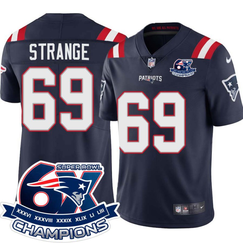 Patriots #69 Cole Strange 6X Super Bowl Champions Jersey -Navy