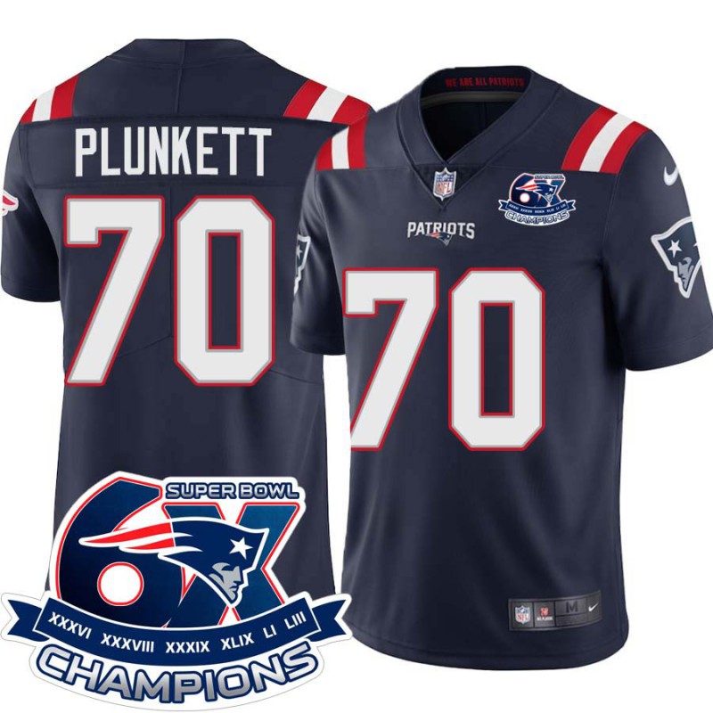 Patriots #70 Art Plunkett 6X Super Bowl Champions Jersey -Navy