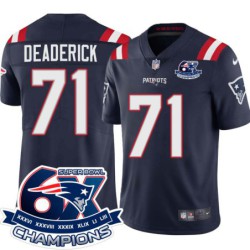 Patriots #71 Brandon Deaderick 6X Super Bowl Champions Jersey -Navy