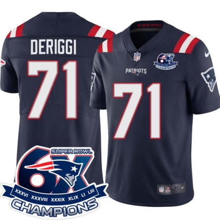 Patriots #71 Fred DeRiggi 6X Super Bowl Champions Jersey -Navy