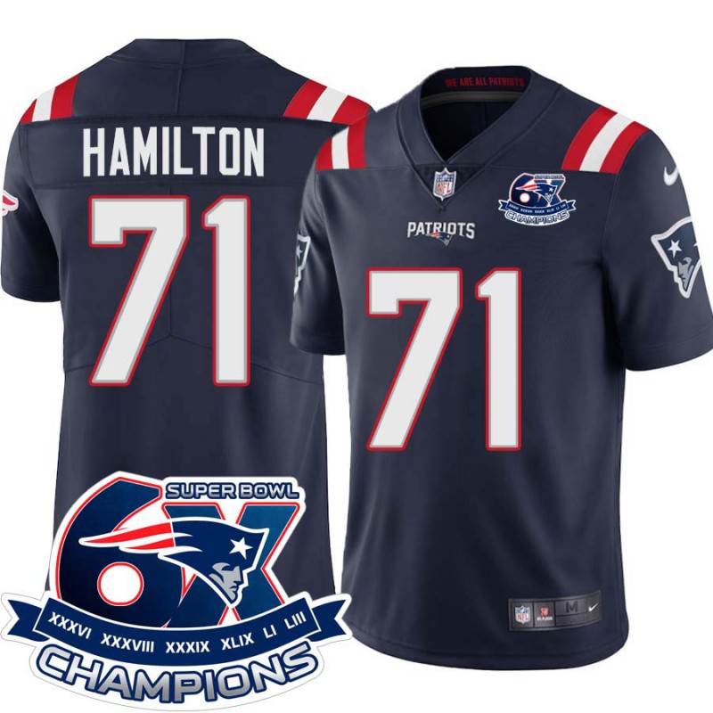 Patriots #71 Ray Hamilton 6X Super Bowl Champions Jersey -Navy