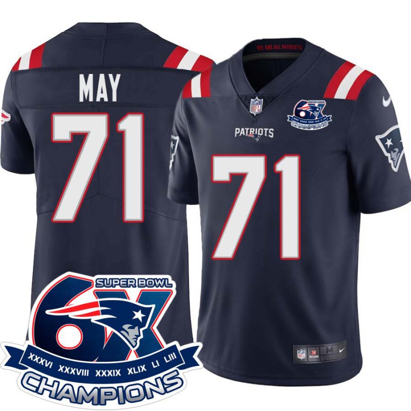 Patriots #71 Art May 6X Super Bowl Champions Jersey -Navy