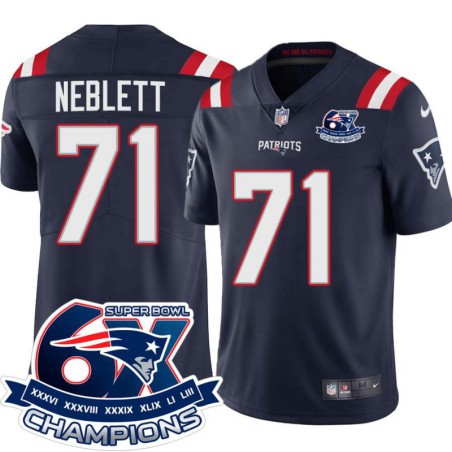 Patriots #71 Andre Neblett 6X Super Bowl Champions Jersey -Navy