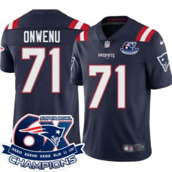 Patriots #71 Michael Onwenu 6X Super Bowl Champions Jersey -Navy