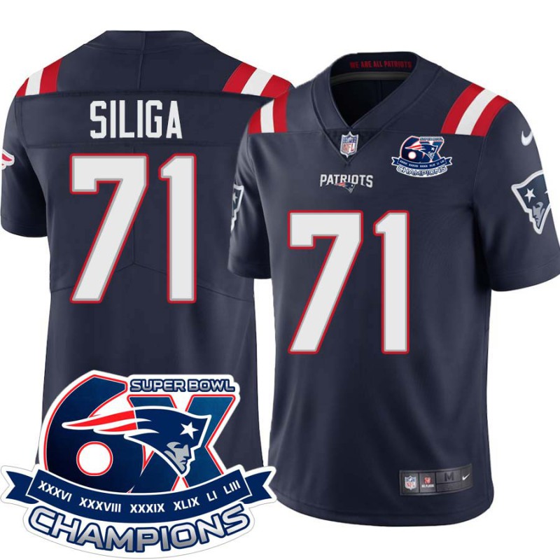 Patriots #71 Sealver Siliga 6X Super Bowl Champions Jersey -Navy