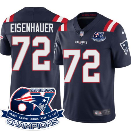 Patriots #72 Larry Eisenhauer 6X Super Bowl Champions Jersey -Navy