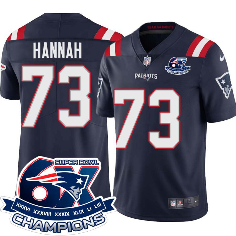 Patriots #73 John Hannah 6X Super Bowl Champions Jersey -Navy