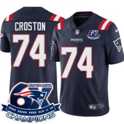 Patriots #74 Cole Croston 6X Super Bowl Champions Jersey -Navy