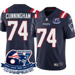 Patriots #74 Korey Cunningham 6X Super Bowl Champions Jersey -Navy