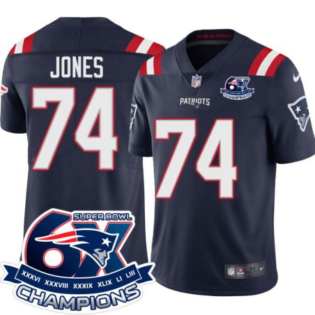 Patriots #74 Ezell Jones 6X Super Bowl Champions Jersey -Navy