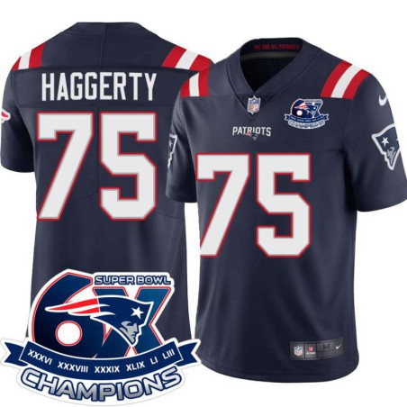 Patriots #75 Mike Haggerty 6X Super Bowl Champions Jersey -Navy