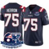 Patriots #75 Justin Herron 6X Super Bowl Champions Jersey -Navy